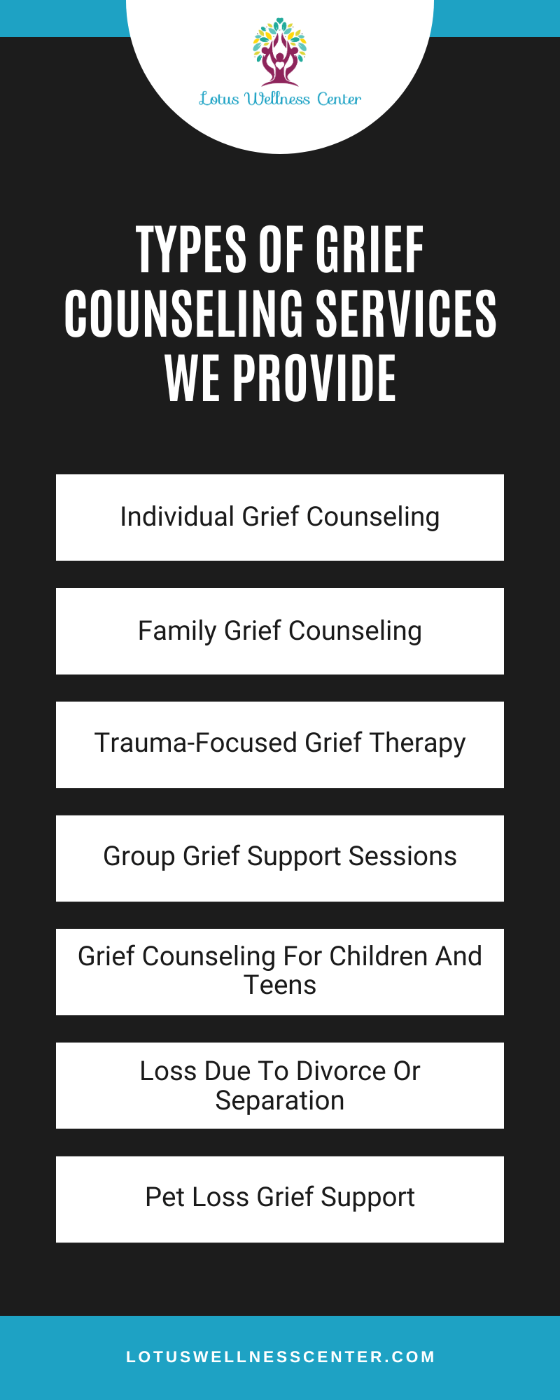 Types Of Grief Counseling Services We Provide Infographic